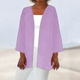 thumbnail image 2 of Timegard Cardigan à Manches 3/4 pour Femmes, Manteaux Légers à devant Ouvert, Automne, Décontracté, Coupe Ample, Vestes Fines, 2 of 5