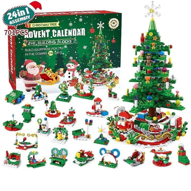 Calendario De Adviento Para Niños – Bloques De Construcción De Dinosaurio Y Coche, Regalo Navideño Diario