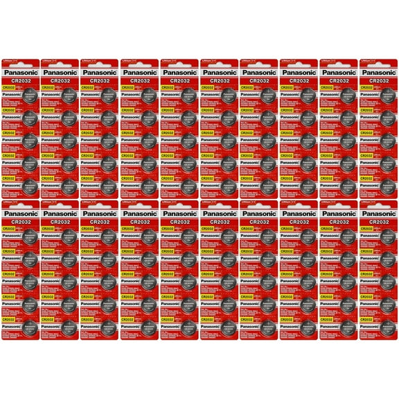 Panasonic CR2032 3V Lithium Coin Battery - 100 Pack + 30% Off