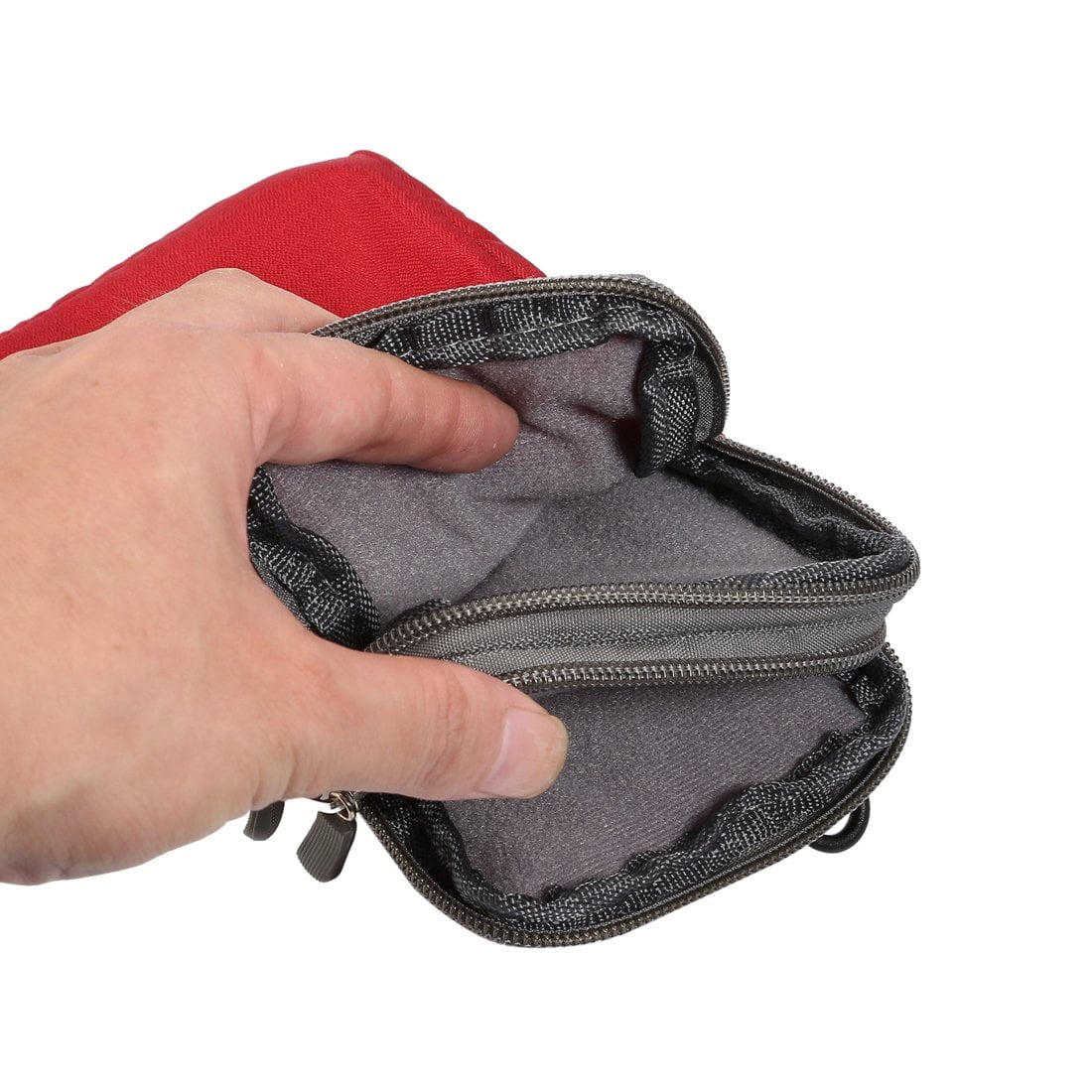 VIIGER Versatile Nylon Dual Phone Holster Cellphone Belt Case Holder Mens Belt Pouch w/ Clip Smartphone Belt Loop Pouch Bag 2 Zipper Pockets