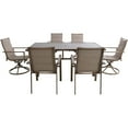 thumbnail image 3 of Hanover Fairhope 7-Piece Outdoor Dining Set with 4 Sling Chairs, 2 Sling Swivel Rockers and a 74-In. x 40-In. Trestle Table, Tan, 3 of 15