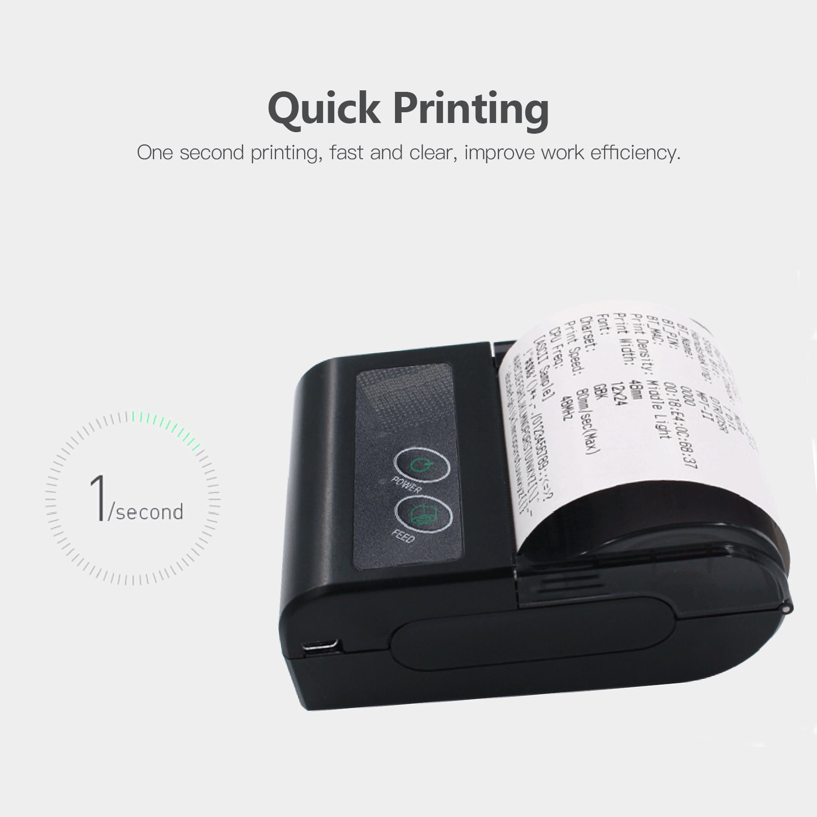 58mm  Portable Thermal Printer Wireless Lable Receipt Shipping Exrpress Printer USB BT Connection Support ESC/POS Command Compatible with Windows Android iOS for Supermarket Store Restau