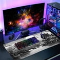 thumbnail image 6 of Black Gray Japanese Sakura Gaming Mouse Pad XL Grey White Cherry Blossom Tower Mountain Aesthetic Extended Large Desk Mat Mousepad Non-Slip Rubber Base Stitched Edge Desk Pad for Desktop,31.5×11.8, 6 of 6