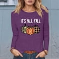 thumbnail image 2 of Fiaer,Long Sleeve Tshirt Halloween T-Shirt for Adult Women Crew Neck Plus Size Pumpkin Printed Loose Fit Casual Tops Purple1 L, 2 of 4