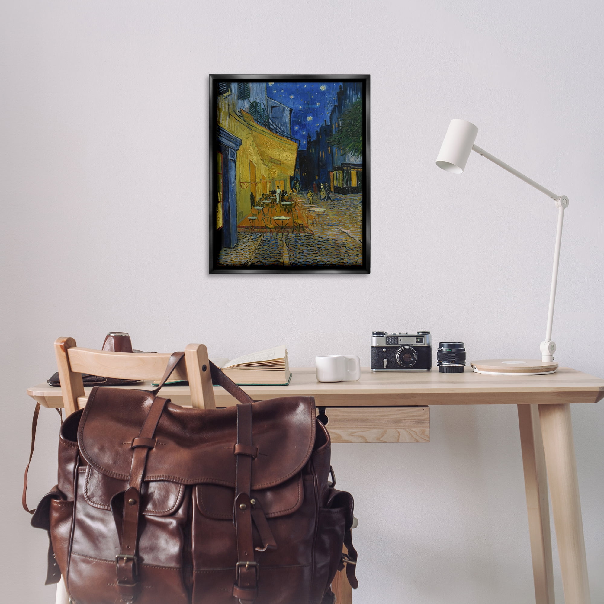 Stupell Industries Van Gogh Café Terrace at Night Scenic & Cityscapes Painting Black Floater Framed Canvas Art Print Wall Art, 25 x 31