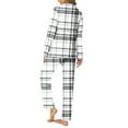 thumbnail image 4 of Wyongtao Women's Plaid Pajama Sets Long Sleeve Button Down Sleepwear Nightwear Soft Pjs Lounge Sets with Pockets,White XXL, 4 of 4