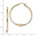 thumbnail image 2 of Beautiful 10k Two-tone & White Rhodium D/C Heart Hoop Earrings, 2 of 2