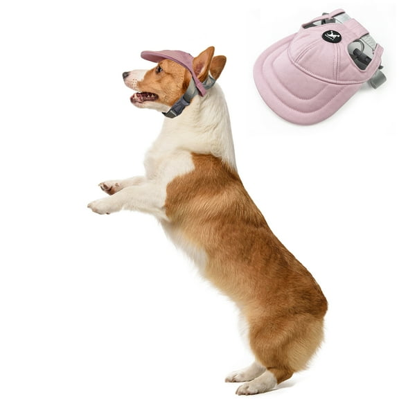 BT Bear Dog Hat With Ear Holes, Adjustable Outdoor Sports Dog Sun Cap, Baseball Caps for Puppy Small Medium Dogs Pink S