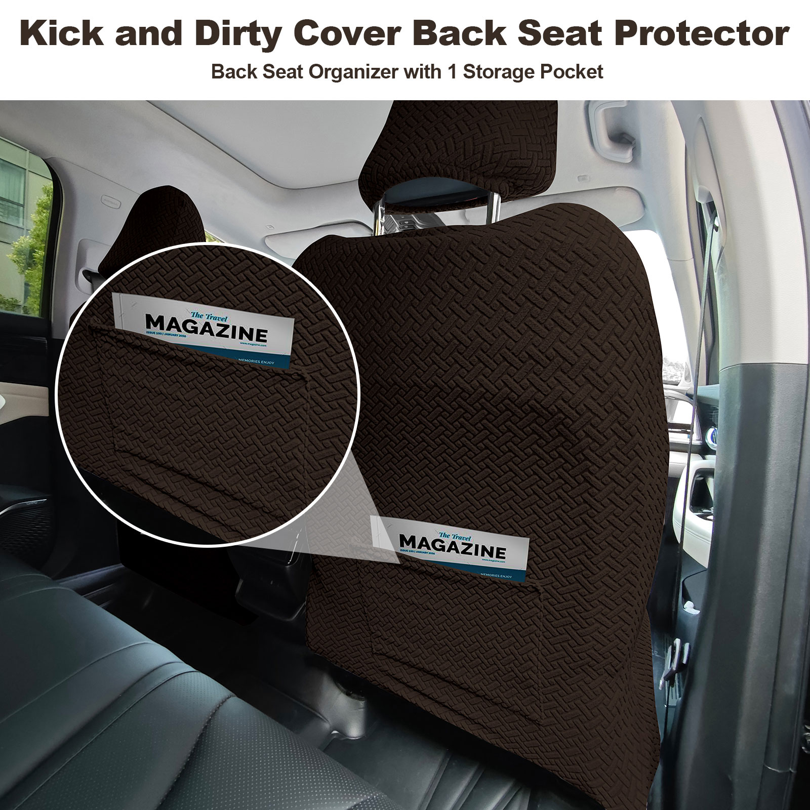 Eurhowing Universal Car Seat Covers, Non-Slip Front Car Seat Covers Set of 2, Breathable Jacquard Auto Seat Protectors for Cars SUV Sedan Truck, Coffee