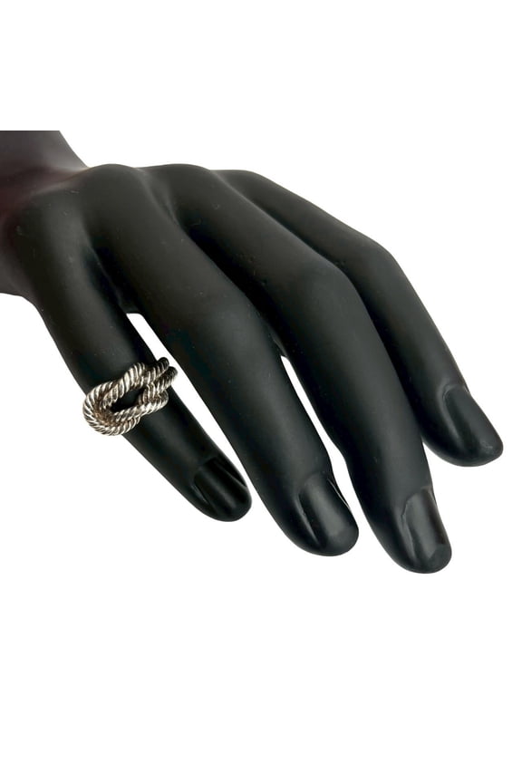 Pre-Owned HERMES Audienne Twisted Rope Ring in Sterling Silver, Size 7, 42703
