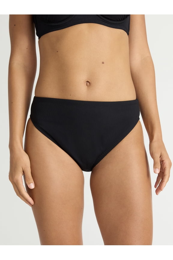 Women's High Cut Mid Rise Bikini Bottoms, Sizes XS-2X