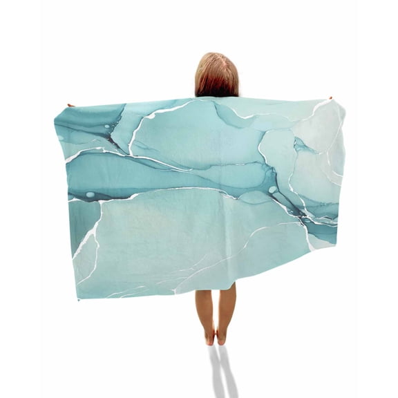 Turquoise Beach Towels Oversized Super Absorbent, Modern Marble Ink Painting Abstract Art Lightweight Bath Towel Quick Dry Sets For Bathroom/Pool/Rv Camping/Beach Play/Gym Room/Picnic 35"x70"
