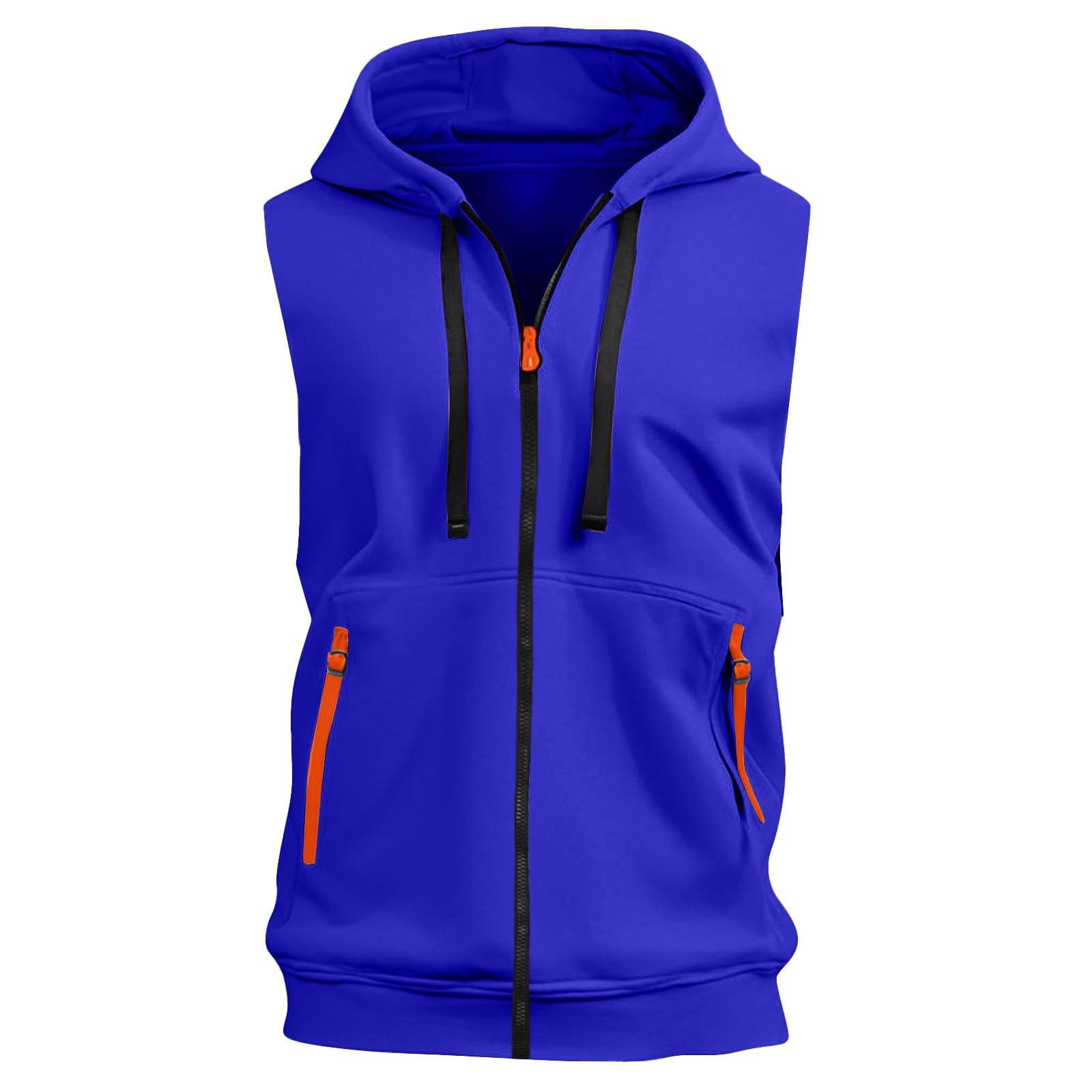 Men's Hooded Zipper Cardigan 60% Cotton 40% Linen Sleeveless Vest Quick Dry Breathable Workout Running Bodybuilding Casual Gym Outdoor Sports Beach | Zenithor,Blue L