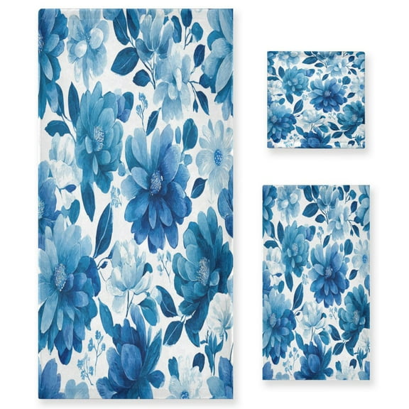 3 Sizes of Towel Sets Including Bath Towel Hand Towel and Washcloth for Daily Use Large Blooms