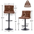 thumbnail image 3 of FIRAVOE Swivel Bar Stools Set of 2 (19.5" Wide Seat) Adjustable Bar Height Bar Stools with Backs, Faux Leather Barstools Bar Chairs Kitchen Island Stools, Brown, 3 of 10