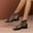 Black, variant on Aqestyerly Sandal Women Dressy,Fashion Women's Small Square Head Low Heel Sandals Short Tube Lace-Up Imitation Leather Boots
