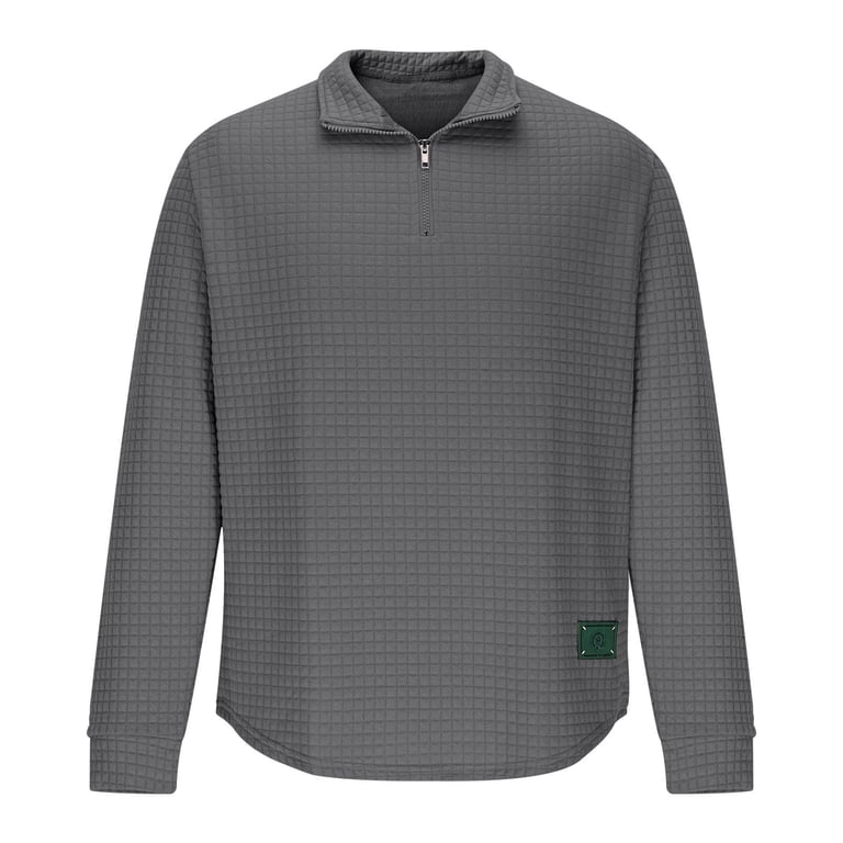 RongHuan Men's Quarter Zip Sweatshirt Fashion Jacquard Stand