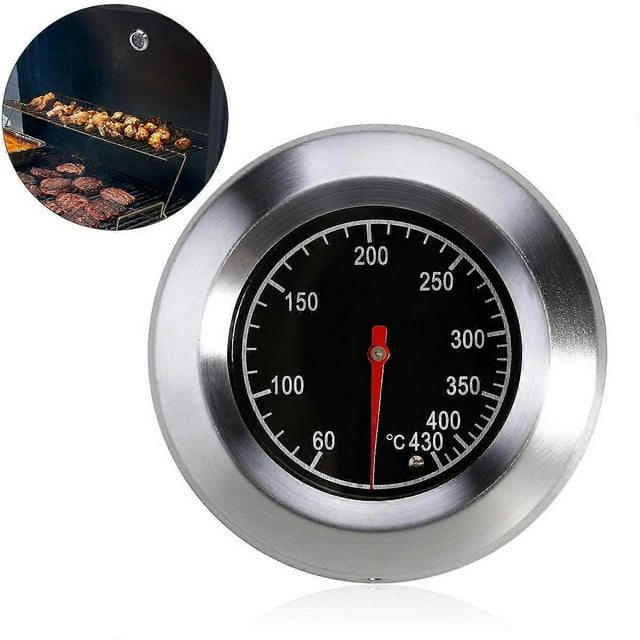 BESTOMZ 7.6cm Outdoor Stainless Steel BBQ Oven Thermometer Temp Gauge Oval Shaped BBQ Thermometer Controller Outdoor
