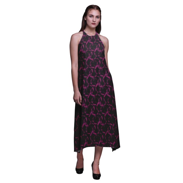 Bimba Robe de Plage Teinture sur Nœuds pour Femmes, Imprimée, Dos Nu, Longue, à Col Licou, Rayondress-Petit