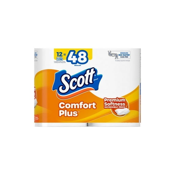 Scott ComfortPlus Toilet Paper, 12 Mega Rolls (Pack of 2)
