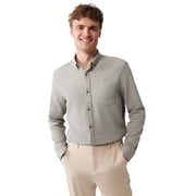 Avva Mens 100% Cotton, Regular Fit, Long Sleeve, Button Collar, Pocket Waffle, Dobby Shirt, X-Large, Grey