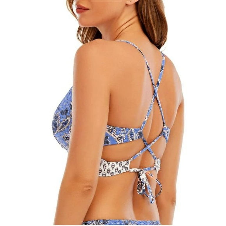 Lucky Brand Blossom Floral Print Swim Bikini Top and Bottom