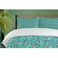 thumbnail image 4 of Ambesonne Panda Duvet Cover Sets, Animals Flowers Art, 2-Queen, Dark Seafoam Multicolor, 4 of 6