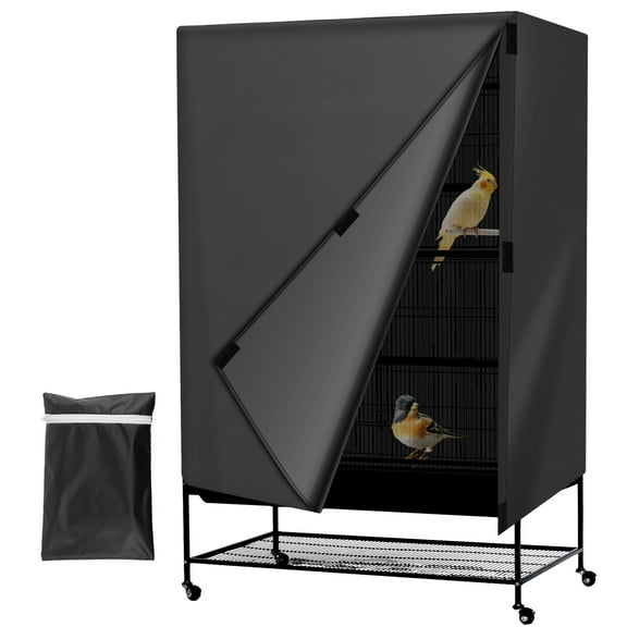 Grusce Bird Cage Cover Waterproof Oxford Cloth Pet Bird Cage Cover Multipurpose Black Birdcage Protector for Parakeet Parrot Cockatiel