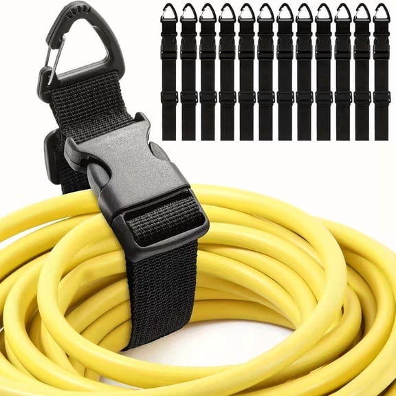 Triangle Buckle Hook Luggage Straps, Black, 12 Count