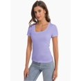thumbnail image 5 of Women's T Shirts Short Sleeve Scoop Neck Basic Going Out Tops Fashion Slim Fit Tee, 5 of 6