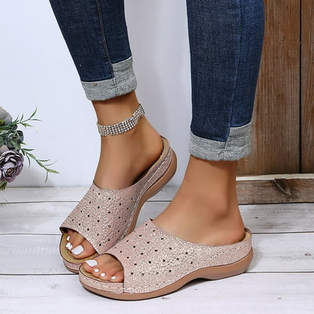 

Yoslce Shoes For Women Summer Ladies Wedge Heel Slippers Sandals Casual Thick Bottom Womens