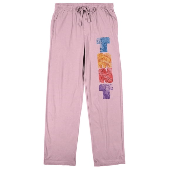 TMNT Multicolored Letters Women's Pink Sleep Pajama Pants-Medium