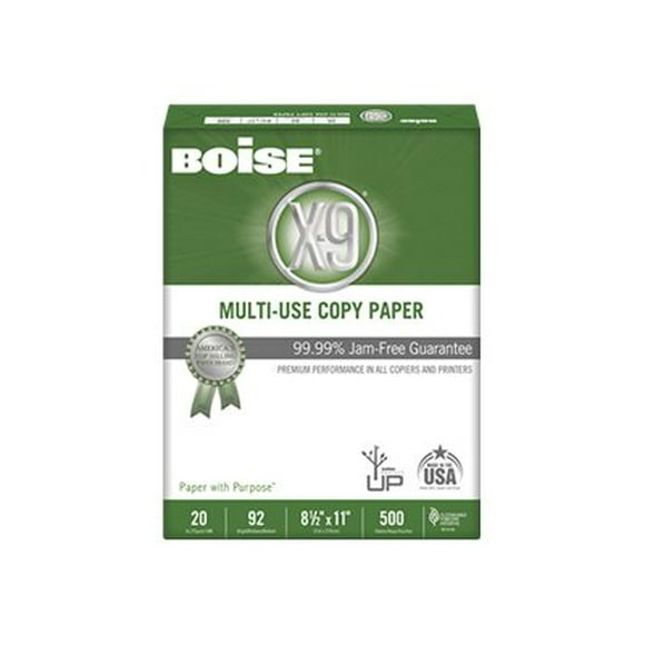 Boise OX9001JR X-9 Copy Paper- 92 Brightness- 20lb- 8-1/2 x11- White- 2500 Sheets/Carton