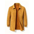 thumbnail image 4 of WIZUTIZ Men's Suede Mid Length Trench Coat Full Zip Stand Collar Jacket with Pockets Fall Winter Fashion Outerwear, 4 of 8