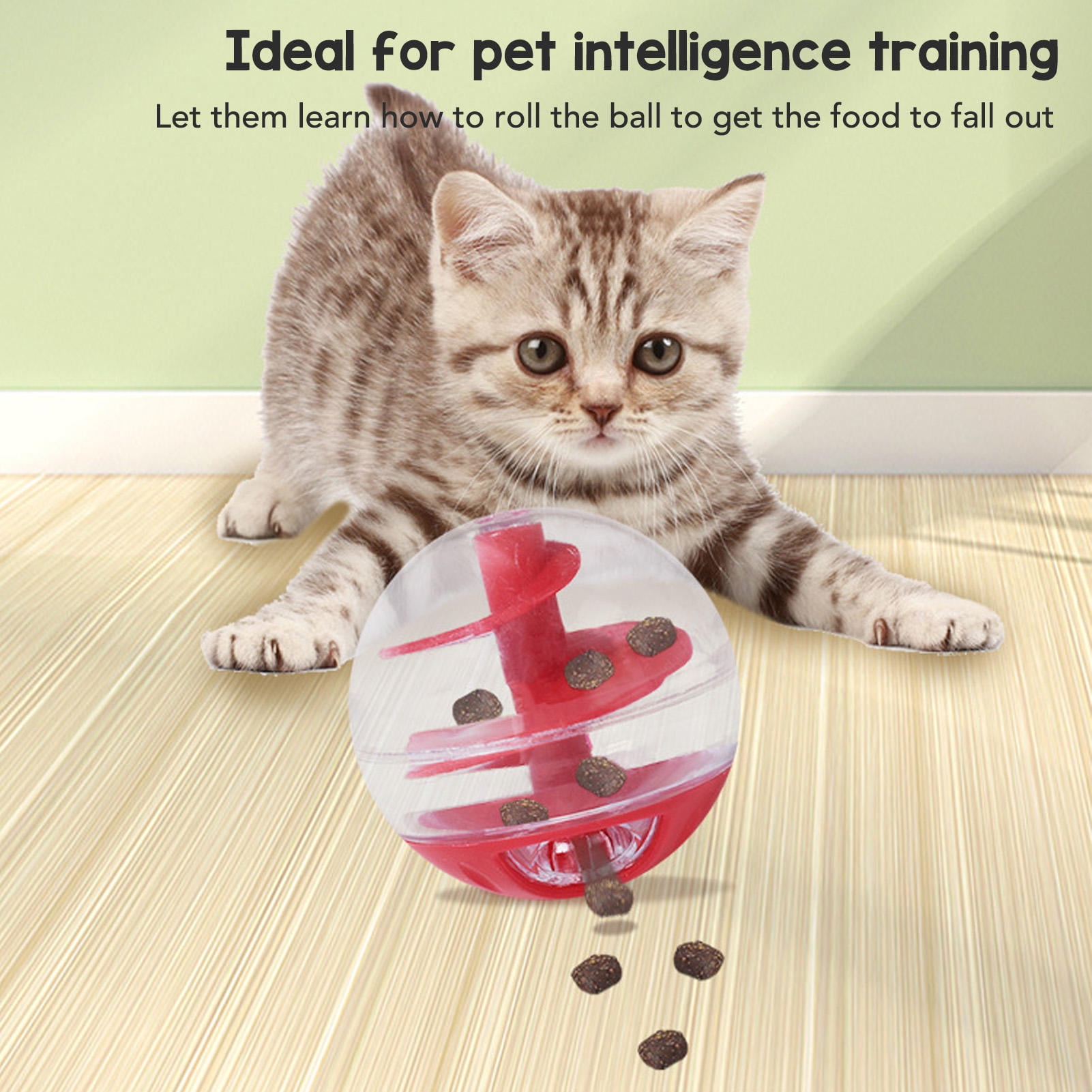 Puzzle Feeder Cat - Puzzle Toy Slow Feeder Ball, Treat Dispenser Interactive Dog Toys, Red Rose Cat Food Puzzle Feeder, Reduces Boredom Pet Supplies