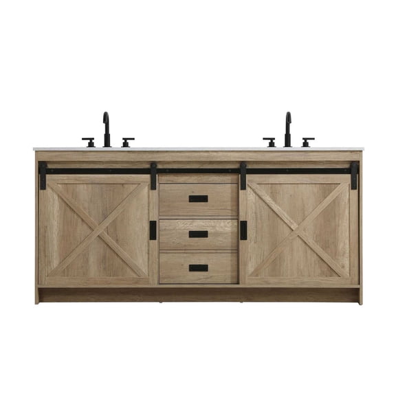 Elegant Kitchen and Bath Austin 72 inch Double Bathroom Vanity in Natural Oak