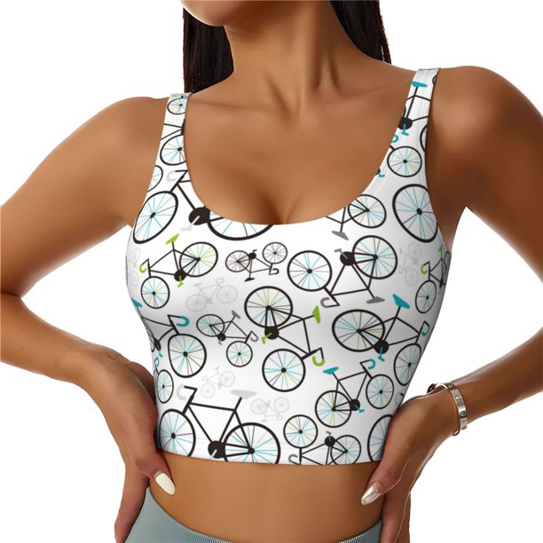 Fotbe Bicycle Sujetador Deportivo Largo sin Aros para Mujer con Almohadillas y Soporte Medio, Transpirable y Absorbente, Camiseta Tipo Chaleco o Tank Top-X-Large