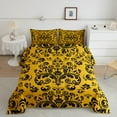 thumbnail image 2 of Gothic Damask Bedding Comforter Sets Black Yellow Victorian Baroque Floral Comforter Set Bohemian Exotic Goth Bedding Set Teen Adults Vintage Boho Flower Bed Set 2 Pcs, 2 of 7