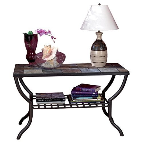 Ashley Furniture Signature Design Antigo Sofa Table With Console Slated Top Metal Bottom Contemporary Black Com Antigo Sofa Table With Console, Ashley Signature Console Table