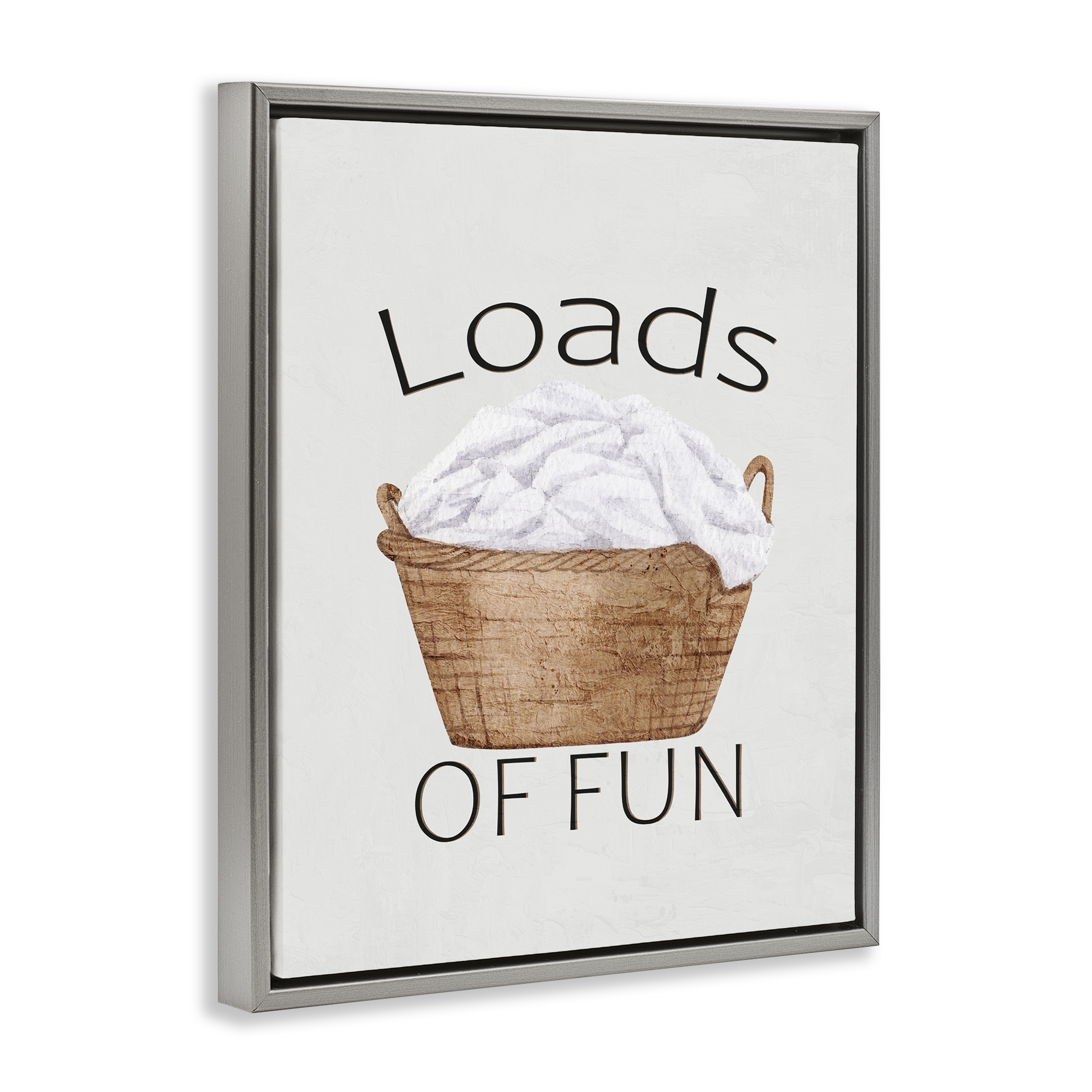 Loads Of Fun Laundry Basket Gray Framed Floater Canvas Wall Art, design by Kim Allen