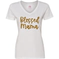 thumbnail image 3 of Inktastic Blessed Mama in Leopard Print Women's V-Neck T-Shirt, 3 of 5