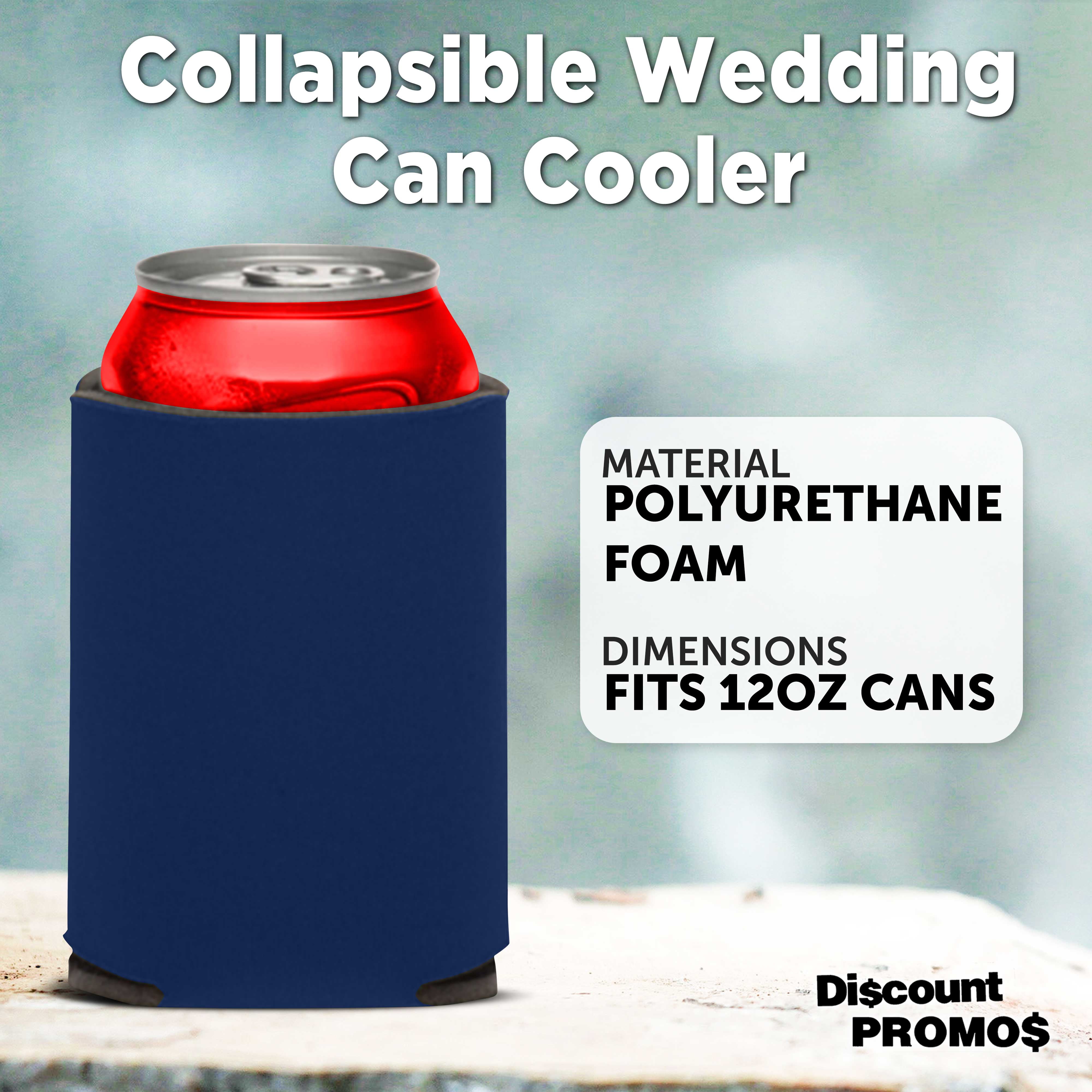 Collapsible Couple Wedding Can Coolers Set of 10, Bulk Pack - Keeps Your Drink Cooler, Great for Beer, Soda, Other Beverages - Navy Blue