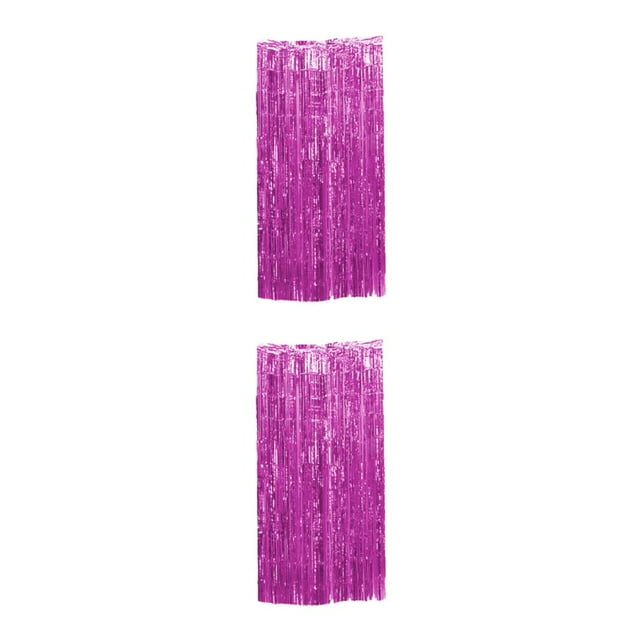 Decodeary Safe Foil Fringe Curtain Multiple Colors And Finger Tassels For Memorable Pink 3*1m 2Set
