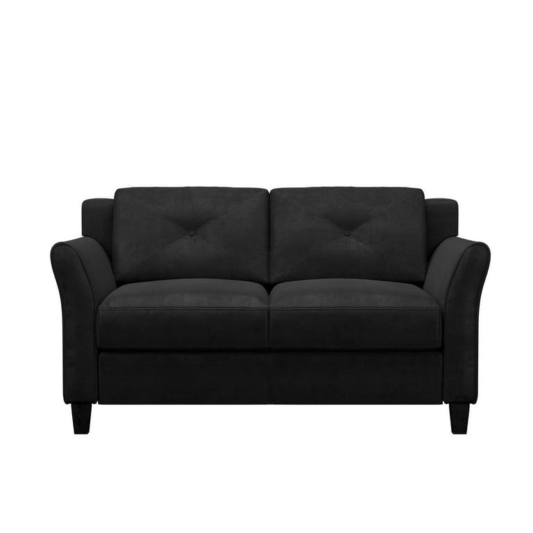 Lifestyle Solutions Taryn Curved Arm Loveseat Black Fabric Walmart