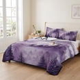 thumbnail image 2 of Twin XL Quilt Set 68''x98'', Purple Mountain Bedspread Coverlet with 2 Pillow Shams, Misty Forest Nature Woodland Pine Tree Landscape Breathable All Season Quilt Bedding for Dorm/Guest Room, 2 of 9