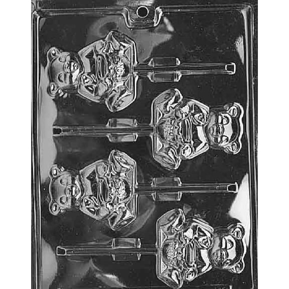 Grandmama's Goodies A072 Honey Bear Lollipop Chocolate Candy Soap Mold with Exclusive Molding Instructions