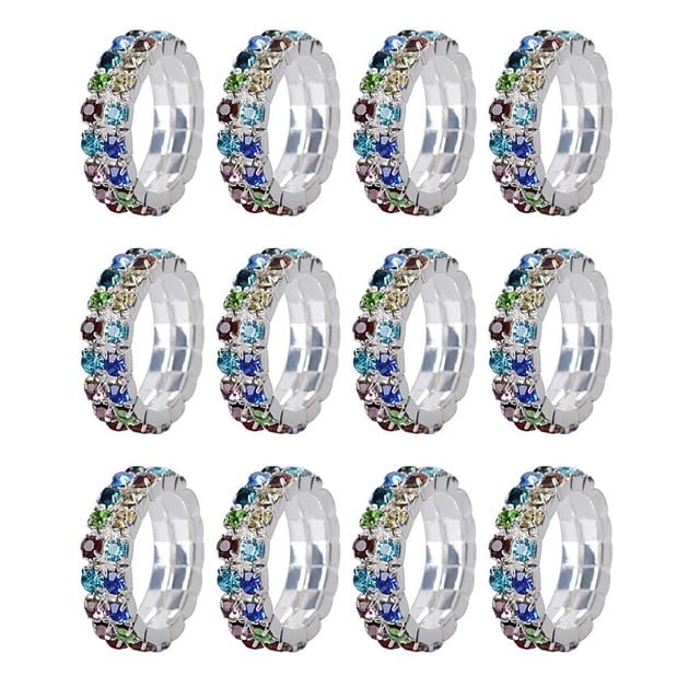 Anillo de cristal elástico Nupcial Sunnimix 2 Filas multicolor