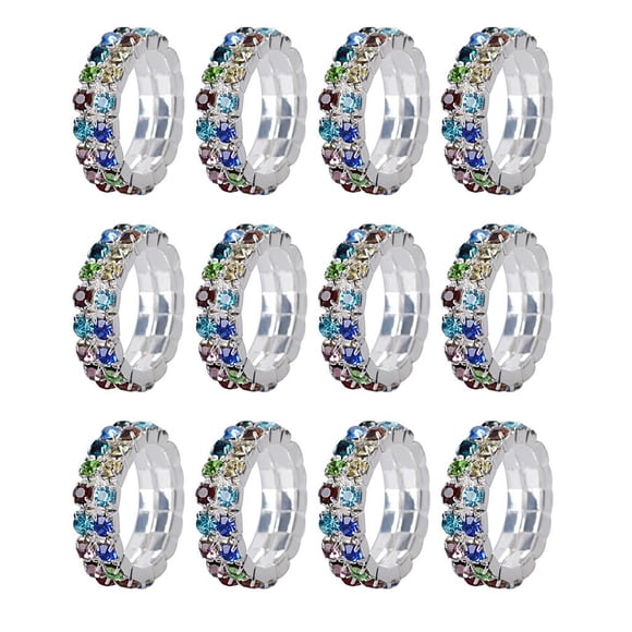 Anillo de cristal elástico Nupcial Sunnimix 2 Filas multicolor