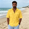 thumbnail image 3 of Yungyresw Short Sleeve Shirt for Men Turn Down Collar Double Pocket Casual Tshirts Breathable Summer Loose Shirts, 3 of 8