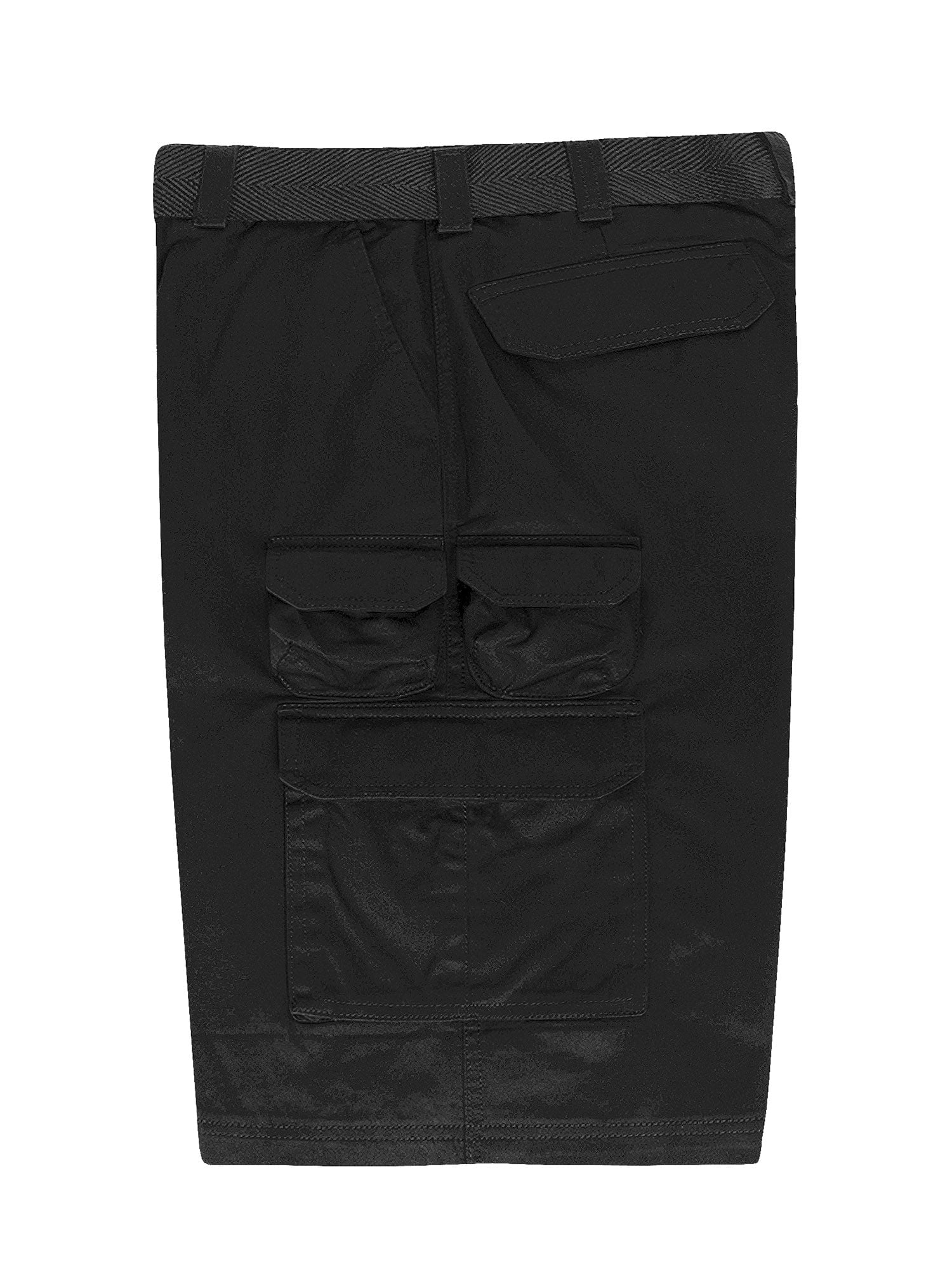 GStyle USA Men's Relaxed Fit Belted Cargo Shorts Solid Black 46